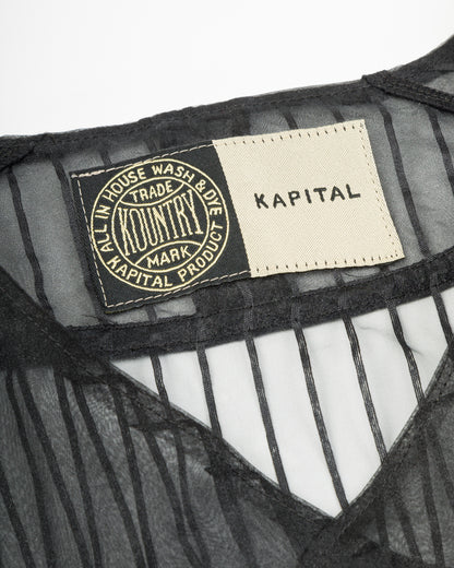 Kapital Sheer Stripe GREAT KOUNTRY Baseball Shirt - Black F - Standard & Strange