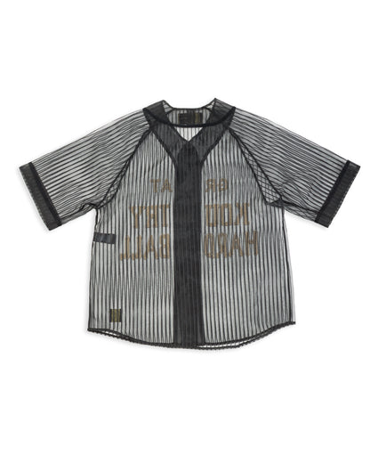 Kapital Sheer Stripe GREAT KOUNTRY Baseball Shirt - Black F - Standard & Strange