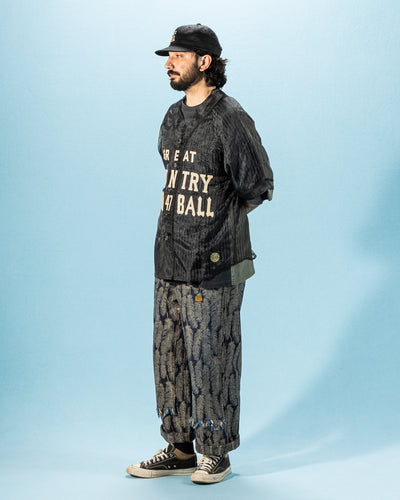 Kapital Sheer Stripe GREAT KOUNTRY Baseball Shirt - Black F - Standard & Strange