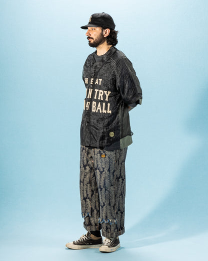 Kapital Sheer Stripe GREAT KOUNTRY Baseball Shirt - Black F - Standard & Strange