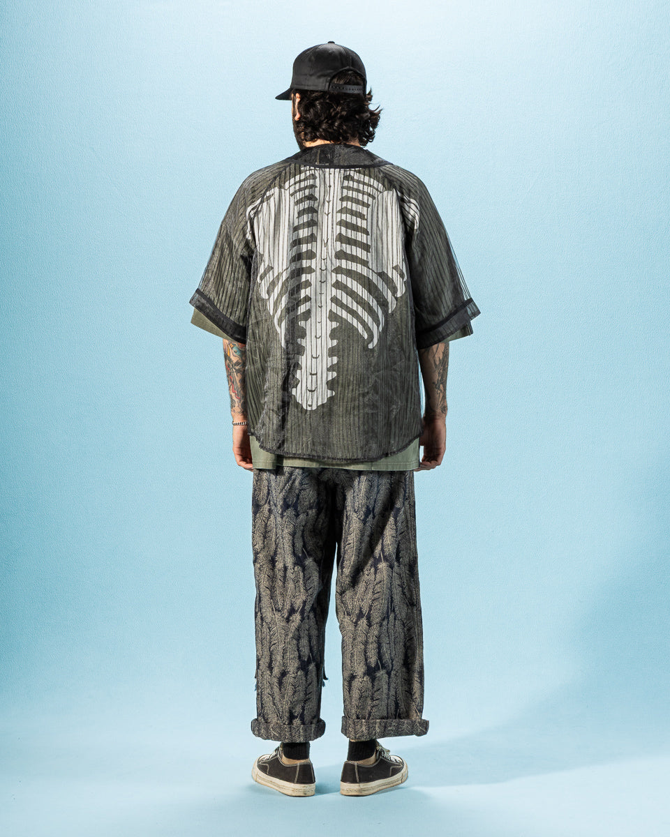 Kapital Sheer Stripe GREAT KOUNTRY Baseball Shirt - Black F