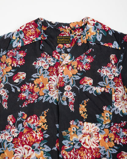 Kapital Silk Rayon CHAMPETRE MARIA WRANGLE Collar Aloha Shirt(Ladies) - Black 1 - Standard & Strange