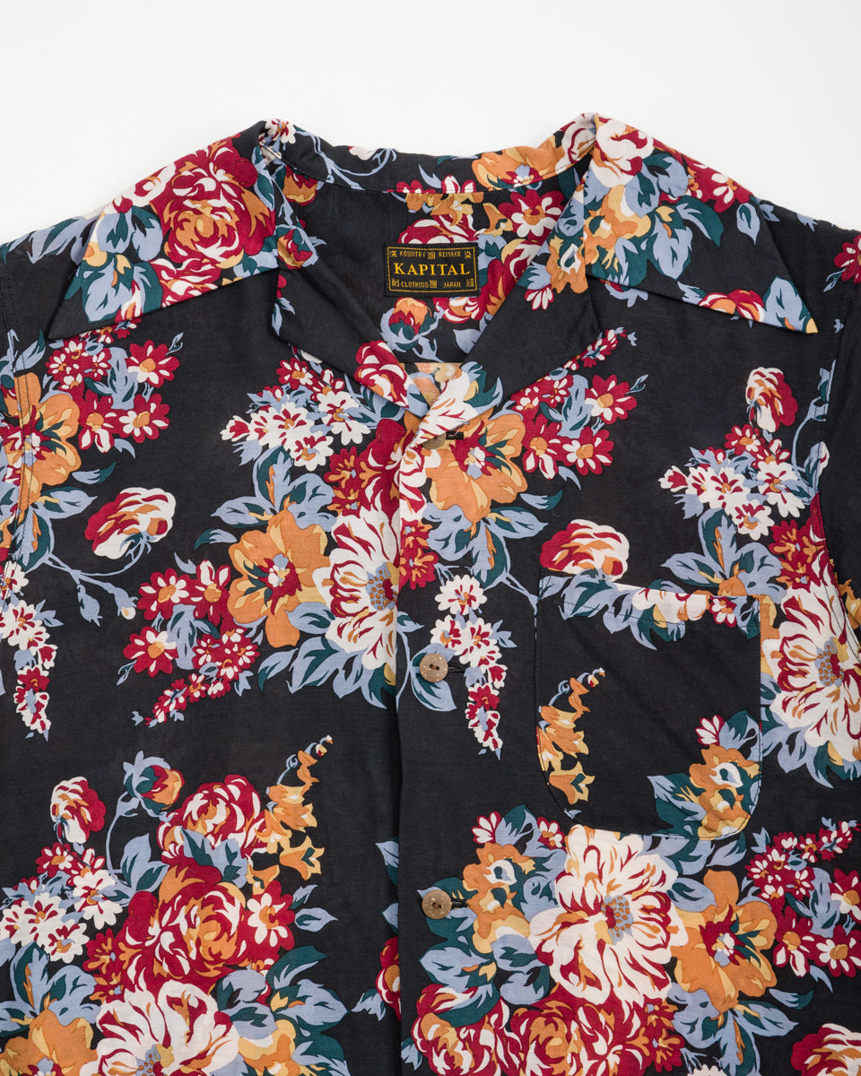 Kapital Silk Rayon CHAMPETRE MARIA WRANGLE Collar Aloha Shirt(Ladies) - Black 1 - Standard & Strange