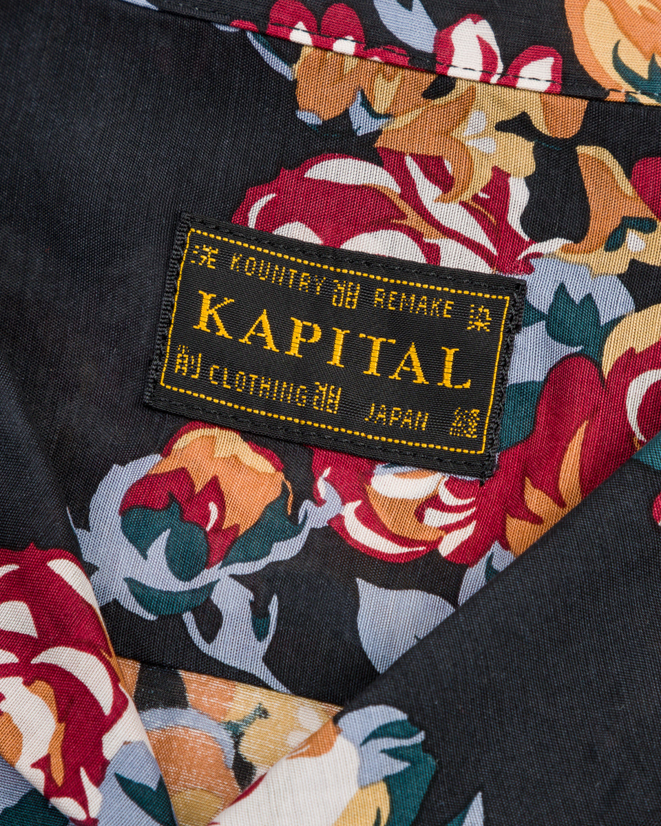 Kapital Silk Rayon CHAMPETRE MARIA WRANGLE Collar Aloha Shirt(Ladies) - Black 1 - Standard & Strange