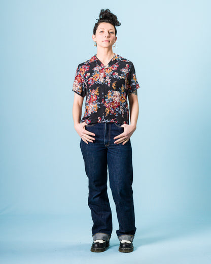 Kapital Silk Rayon CHAMPETRE MARIA WRANGLE Collar Aloha Shirt(Ladies) - Black 1 - Standard & Strange