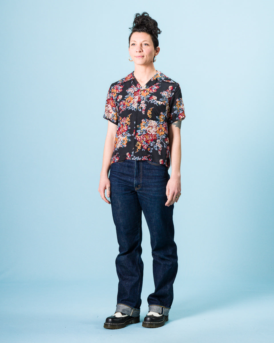 Kapital Silk Rayon CHAMPETRE MARIA WRANGLE Collar Aloha Shirt(Ladies) - Black 1 - Standard & Strange