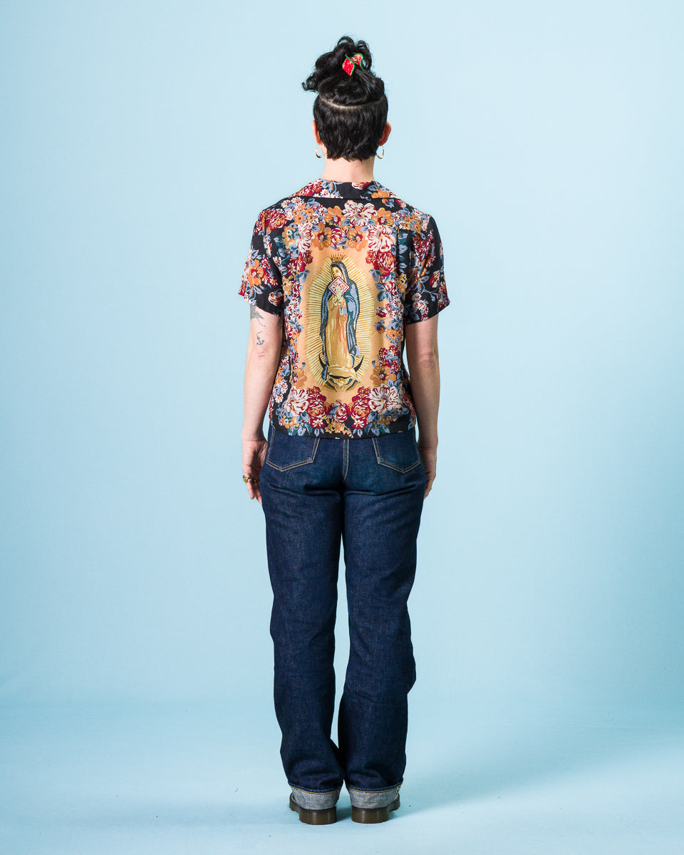 Kapital Silk Rayon CHAMPETRE MARIA WRANGLE Collar Aloha Shirt(Ladies) - Black 1 - Standard & Strange