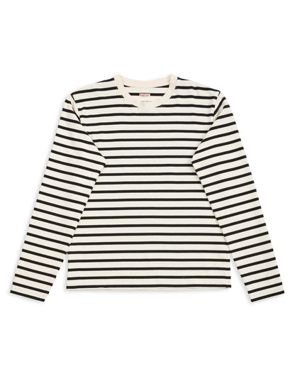 Kapital Stripe Jersey Crew Long Sleeve T (PROFILE RAINBOWY Patch) - Ecru x Black - Standard & Strange