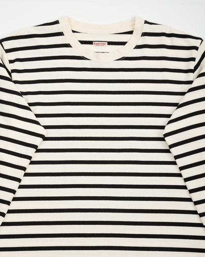 Kapital Stripe Jersey Crew Long Sleeve T (PROFILE RAINBOWY Patch) - Ecru x Black - Standard & Strange