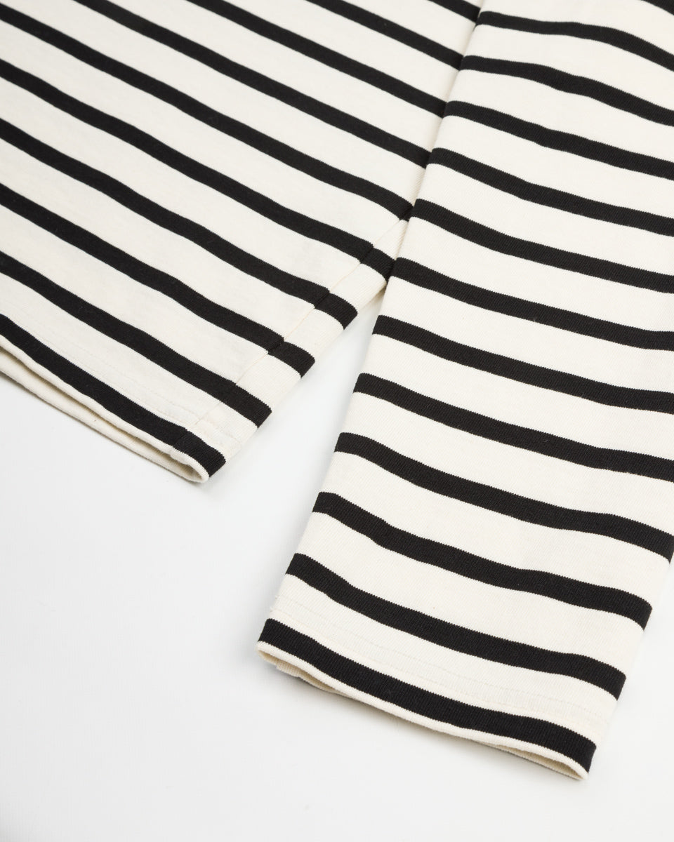 Kapital Stripe Jersey Crew Long Sleeve T (PROFILE RAINBOWY Patch) - Ecru x Black - Standard & Strange