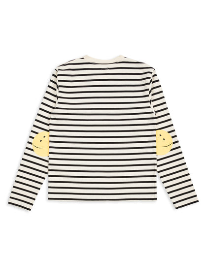 Kapital Stripe Jersey Crew Long Sleeve T (PROFILE RAINBOWY Patch) - Ecru x Black - Standard & Strange