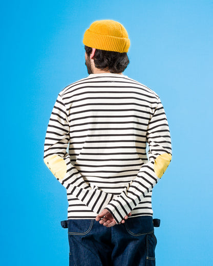 Kapital Stripe Jersey Crew Long Sleeve T (PROFILE RAINBOWY Patch) - Ecru x Black - Standard & Strange