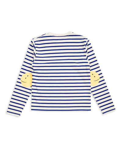 Kapital Stripe Jersey Crew Long Sleeve T (PROFILE RAINBOWY Patch) - Ecru x Blue - Standard & Strange