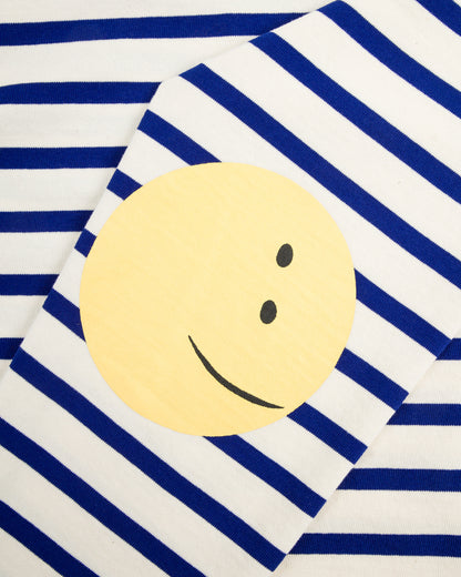 Kapital Stripe Jersey Crew Long Sleeve T (PROFILE RAINBOWY Patch) - Ecru x Blue - Standard & Strange