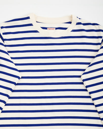 Kapital Stripe Jersey Crew Long Sleeve T (PROFILE RAINBOWY Patch) - Ecru x Blue - Standard & Strange