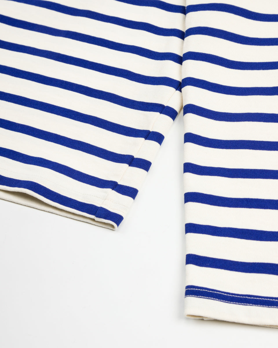 Kapital Stripe Jersey Crew Long Sleeve T (PROFILE RAINBOWY Patch) - Ecru x Blue - Standard & Strange