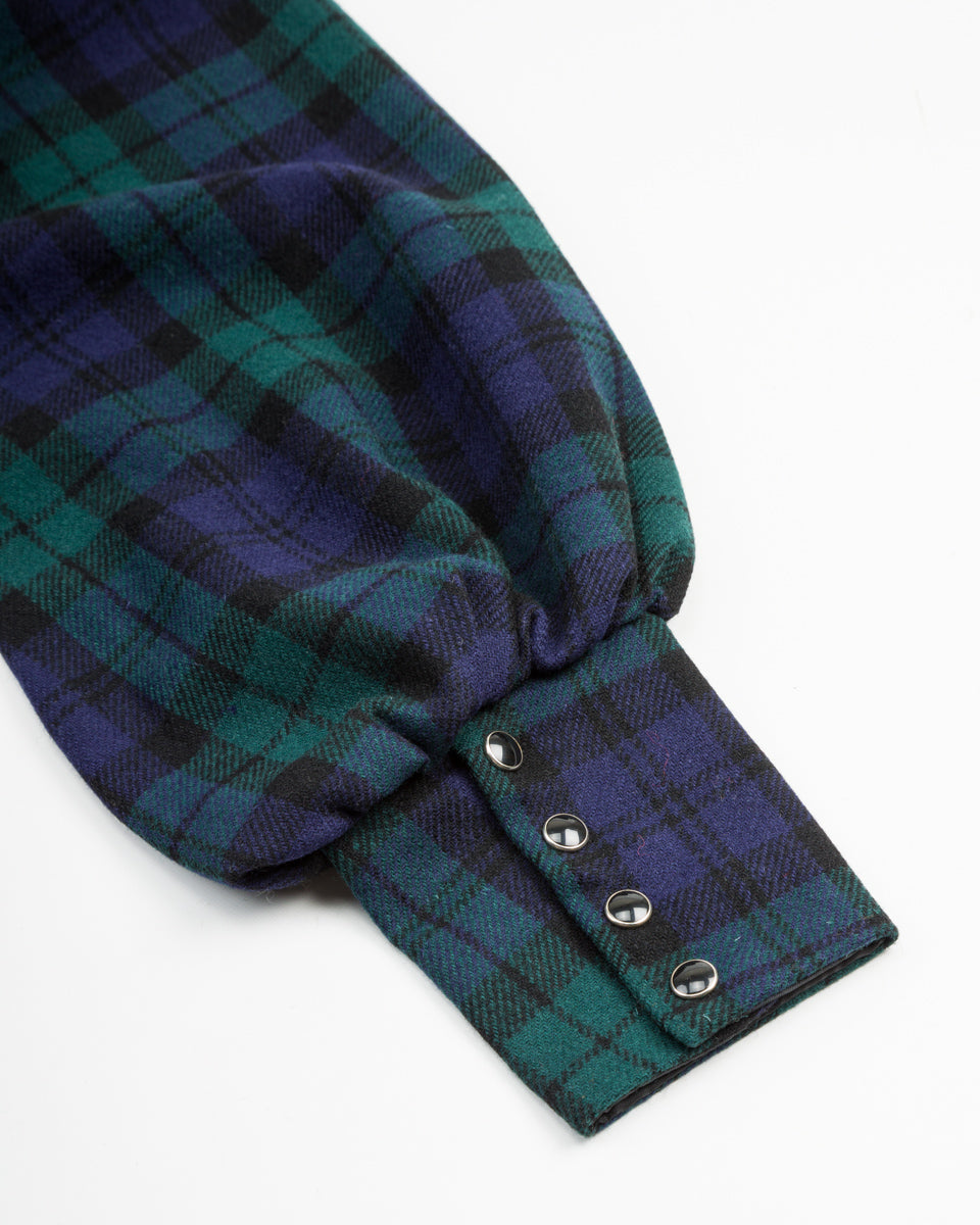 Kapital Tartan Check Layered Collar OPERA Western Shirt - BlackWatch - Standard & Strange