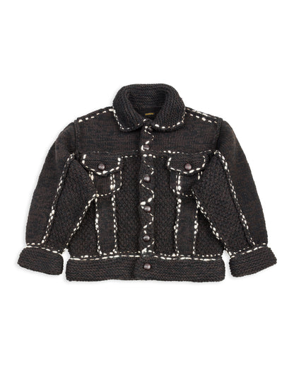 Kapital Wool Hand Knit Cowichan G-Jacke - Black F - Standard & Strange