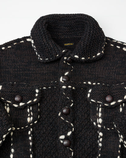 Kapital Wool Hand Knit Cowichan G-Jacke - Black F - Standard & Strange