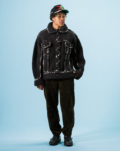 Kapital Wool Hand Knit Cowichan G-Jacke - Black F - Standard & Strange