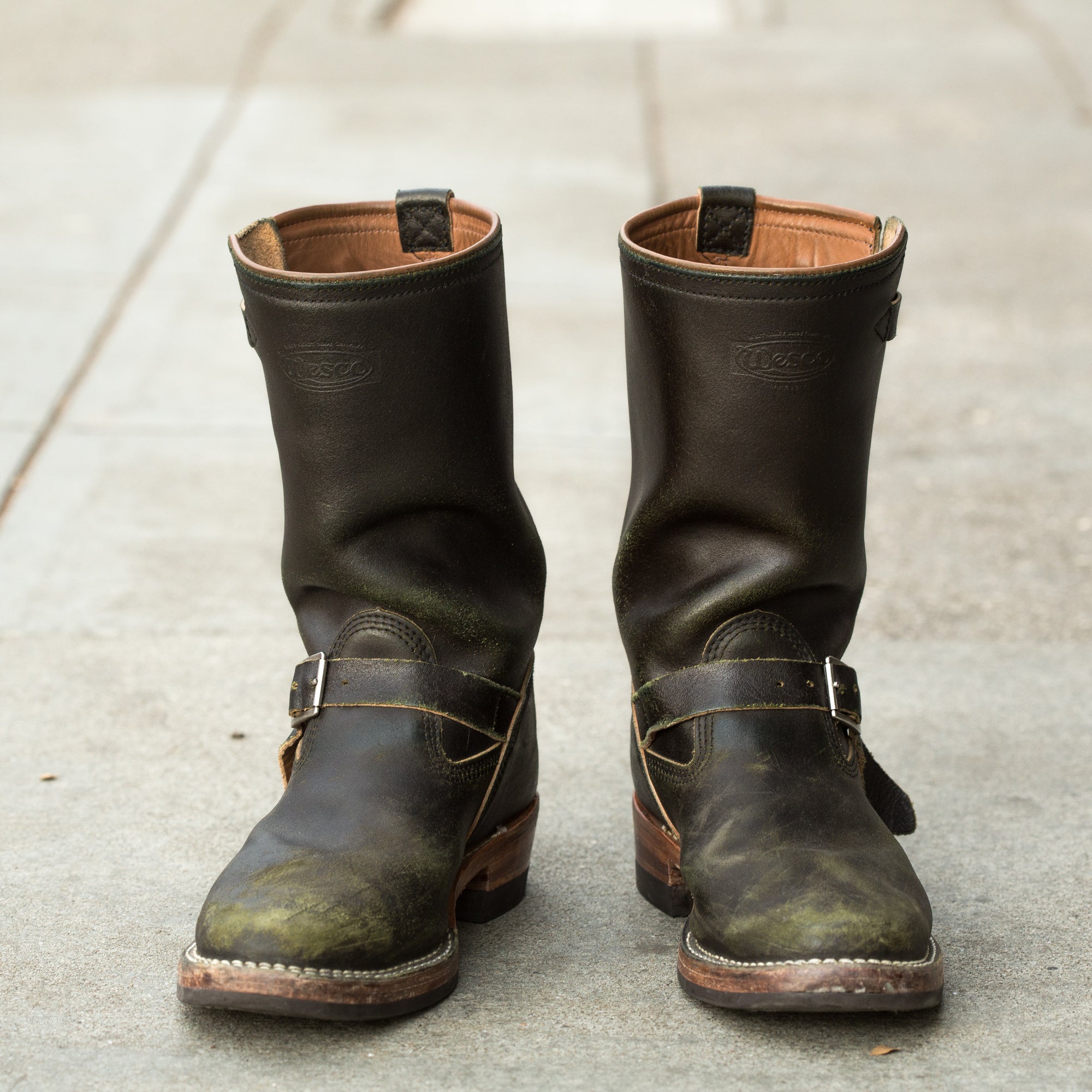 Wesco S&S x Wesco Quick Striker Engineer Boot - Olive Waxed Flesh - Standard & Strange