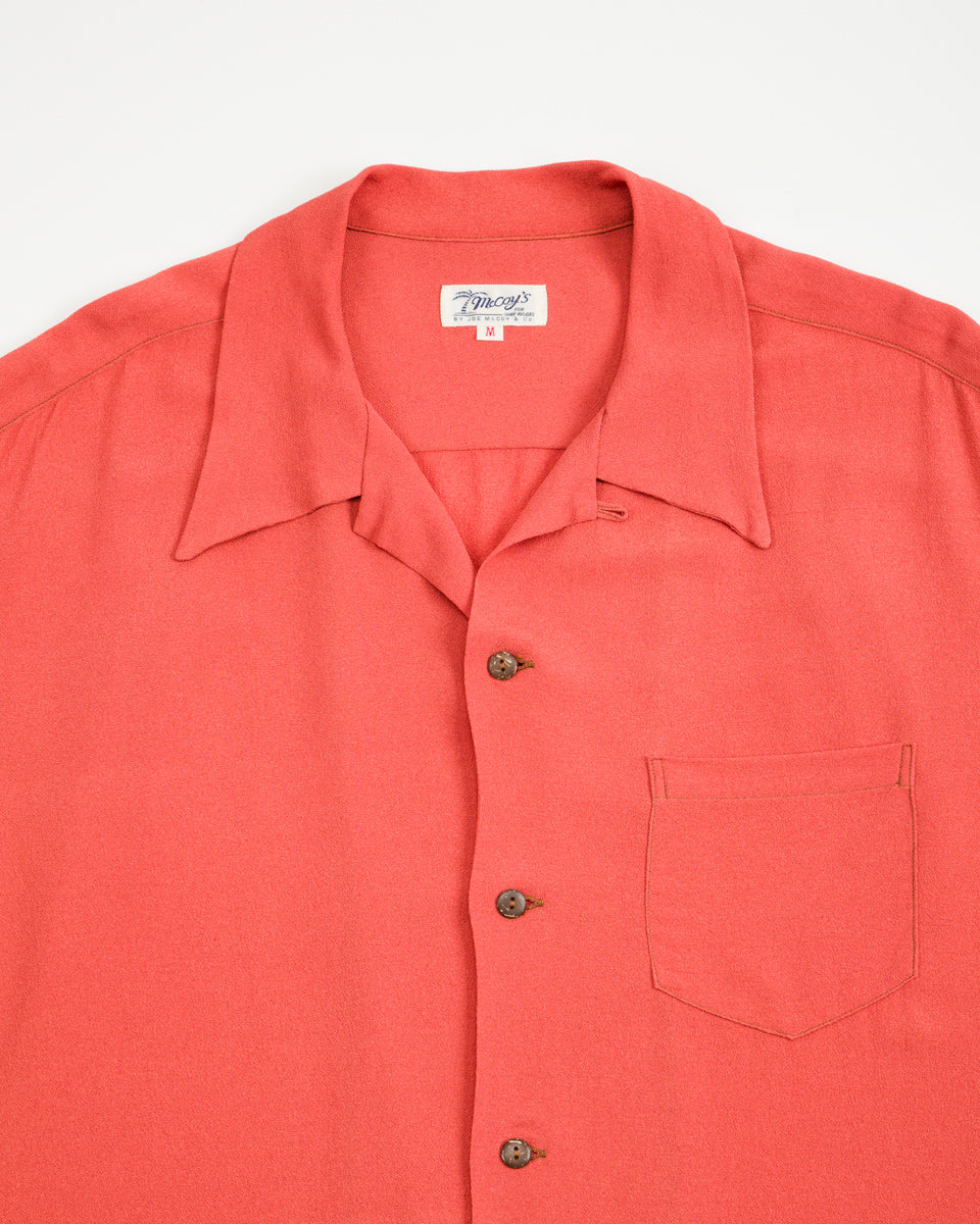 The Real McCoy's Silk Rayon Open Collar Shirt - Orange - Standard & Strange