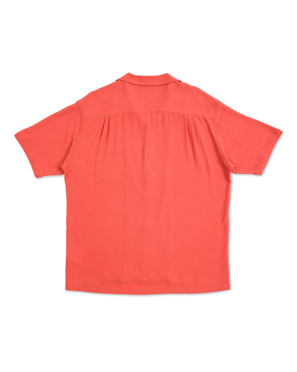 Silk Rayon Open Collar Shirt - Orange