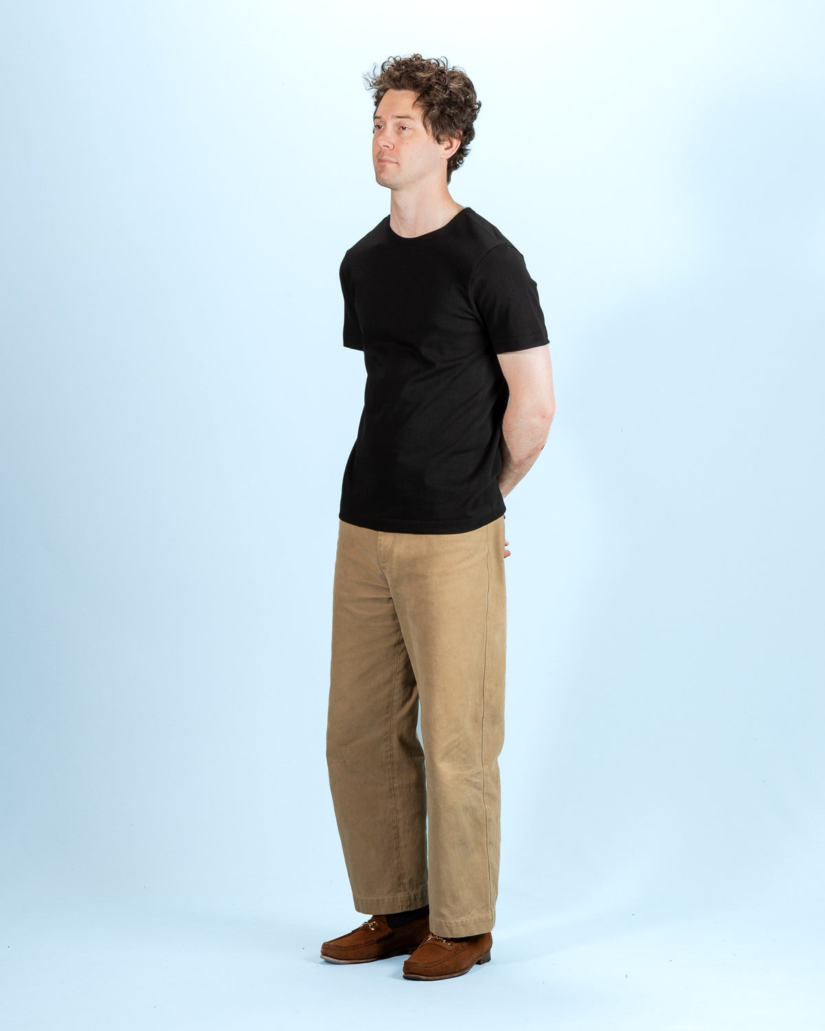 Merz b. Schwanen 215 Loopwheeled Classic Fit Midweight Tee - Deep Black - Standard & Strange