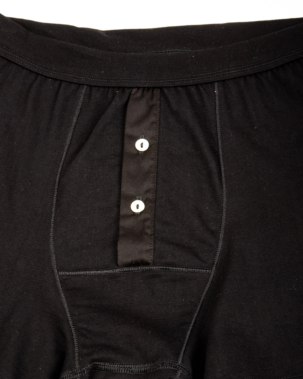 Merz b. Schwanen 255 Loopwheeled Mid-weight Button Fly Boxer - Deep Black - Standard & Strange
