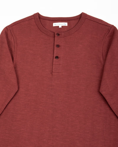 2S08 Loopwheeled Relaxed Fit Heavyweight L/S Henley - Burgundy