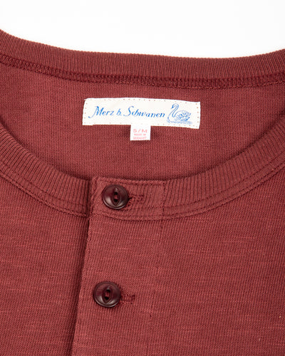 2S08 Loopwheeled Relaxed Fit Heavyweight L/S Henley - Burgundy