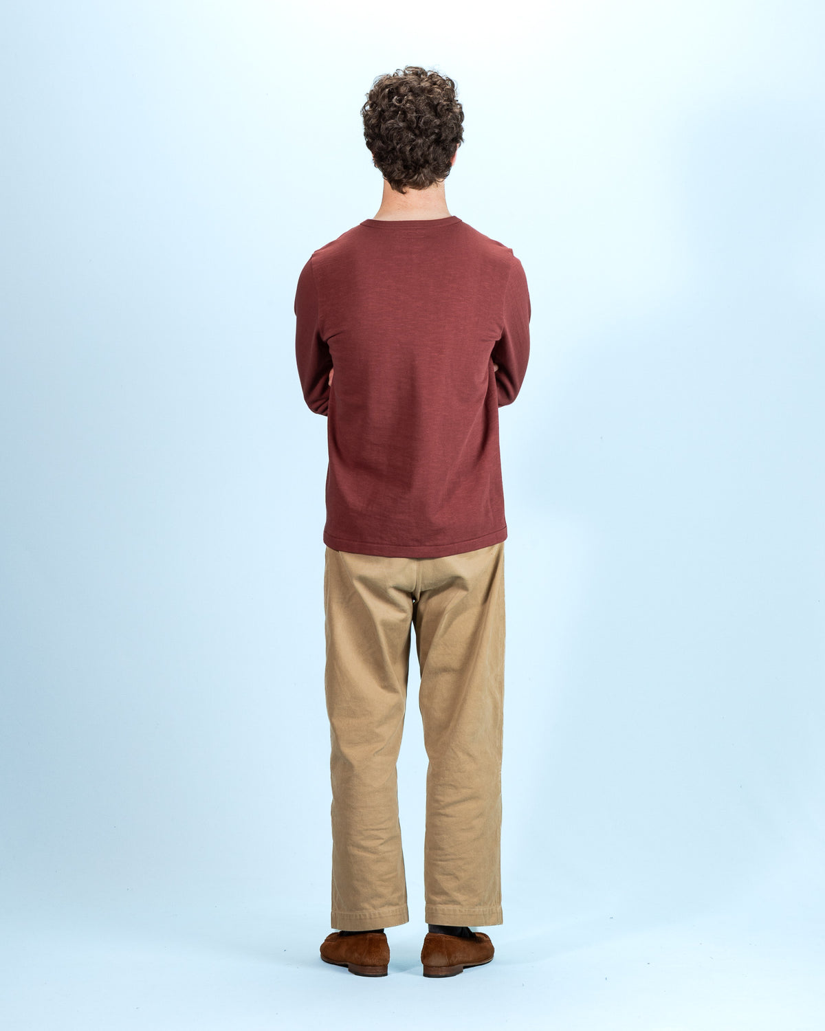 2S08 Loopwheeled Relaxed Fit Heavyweight L/S Henley - Burgundy