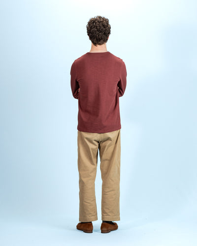 2S08 Loopwheeled Relaxed Fit Heavyweight L/S Henley - Burgundy