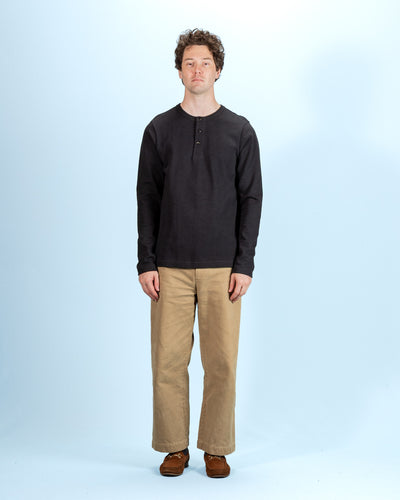 2S08 Loopwheeled Relaxed Fit Heavyweight L/S Henley - Charcoal