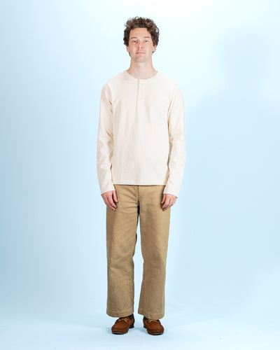 2S08 Loopwheeled Relaxed Fit Heavyweight L/S Henley - Nature