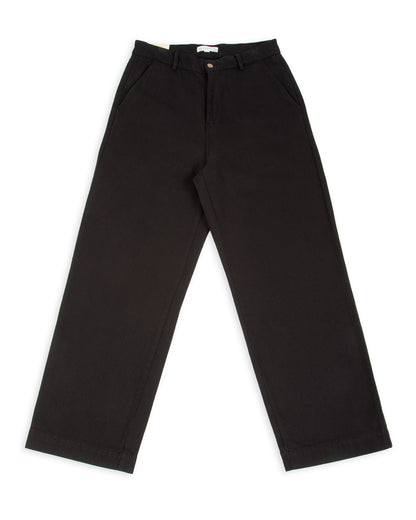 Merz b. Schwanen 1940s Wide Leg Chino - Deep Black Cotton Twill - Standard & Strange