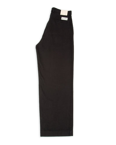 Merz b. Schwanen 1940s Wide Leg Chino - Deep Black Cotton Twill - Standard & Strange