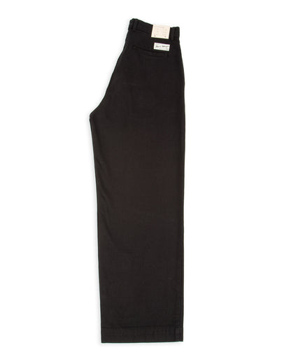 Merz b. Schwanen 1940s Wide Leg Chino - Deep Black Cotton Twill - Standard & Strange