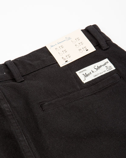 Merz b. Schwanen 1940s Wide Leg Chino - Deep Black Cotton Twill - Standard & Strange