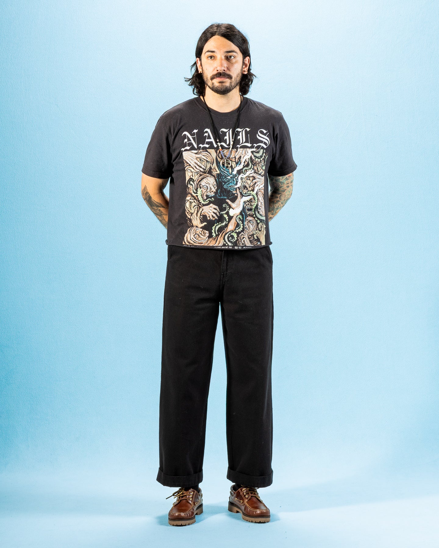 Merz b. Schwanen 1940s Wide Leg Chino - Deep Black Cotton Twill - Standard & Strange