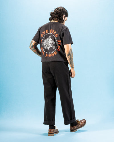 Merz b. Schwanen 1940s Wide Leg Chino - Deep Black Cotton Twill - Standard & Strange