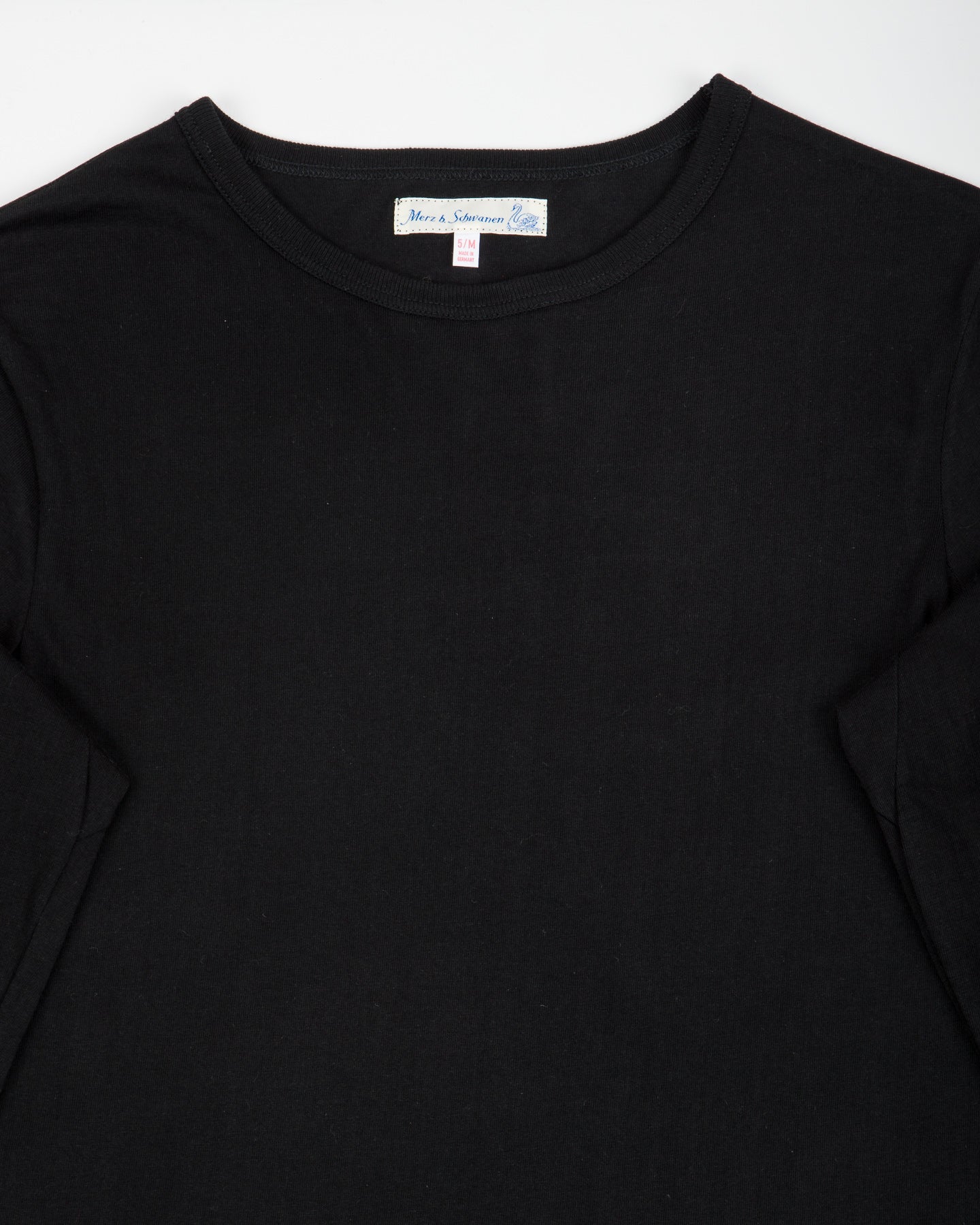 Merz b. Schwanen 1950s Lightweight Loopwheeled L/S Tee - Deep Black - Standard & Strange