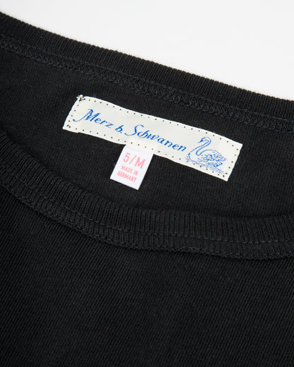 Merz b. Schwanen 1950s Lightweight Loopwheeled L/S Tee - Deep Black - Standard & Strange