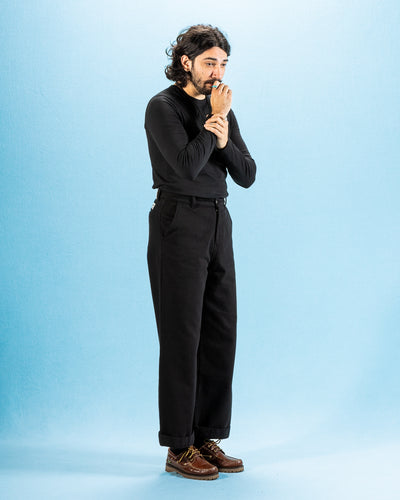 Merz b. Schwanen 1950s Lightweight Loopwheeled L/S Tee - Deep Black - Standard & Strange