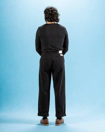 Merz b. Schwanen 1950s Lightweight Loopwheeled L/S Tee - Deep Black - Standard & Strange