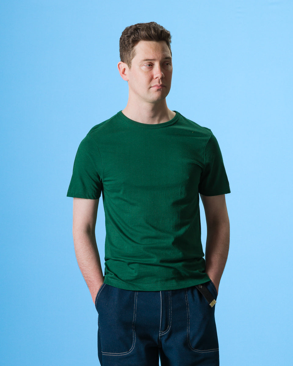 Merz b. Schwanen 1950s Lightweight Loopwheeled Tee - Classic Green - Standard & Strange