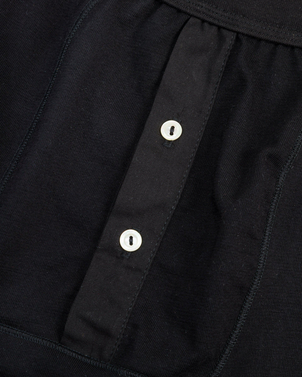 Merz b. Schwanen 255 Loopwheeled Button Fly Boxer - Deep Black - Standard & Strange