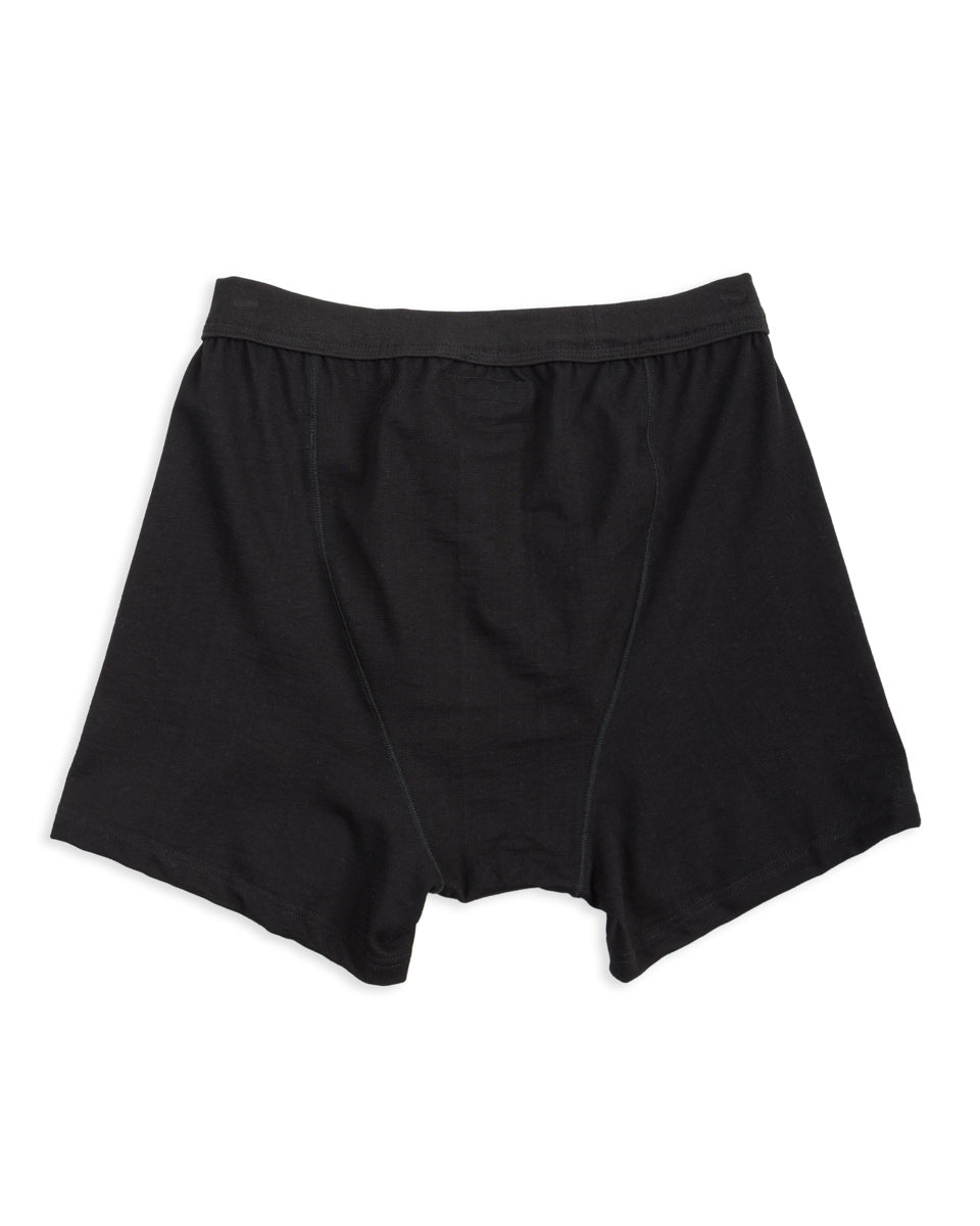 Merz b. Schwanen 255 Loopwheeled Button Fly Boxer - Deep Black - Standard & Strange