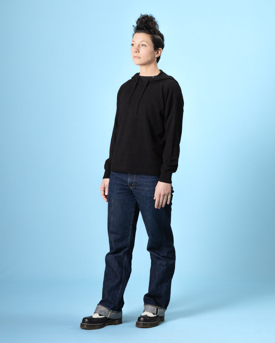 Merz b. Schwanen Women's Relaxed Hoodie - Black Merino/Silk/Cashmere - Standard & Strange