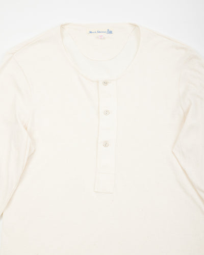 Merz b. Schwanen 101 Loopwheeled 4.6 oz 3/4 Sleeve Henley - Nature - Standard & Strange